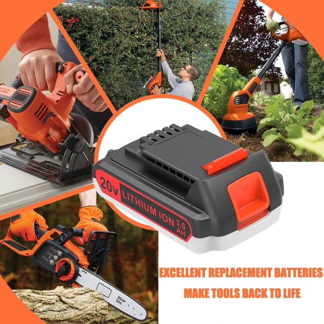 Alt view image 4 of 7 - 2 Pack Extended Capacity 3.0Ah 20v Battery Replacement for Black and Decker 20 Volt Max Lithium Battery LBXR20, Compatible with All Black and Decker 20v Cordless Power Tools and Charger