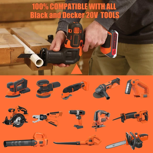 Alt view image 6 of 7 - 2 Pack Extended Capacity 3.0Ah 20v Battery Replacement for Black and Decker 20 Volt Max Lithium Battery LBXR20, Compatible with All Black and Decker 20v Cordless Power Tools and Charger