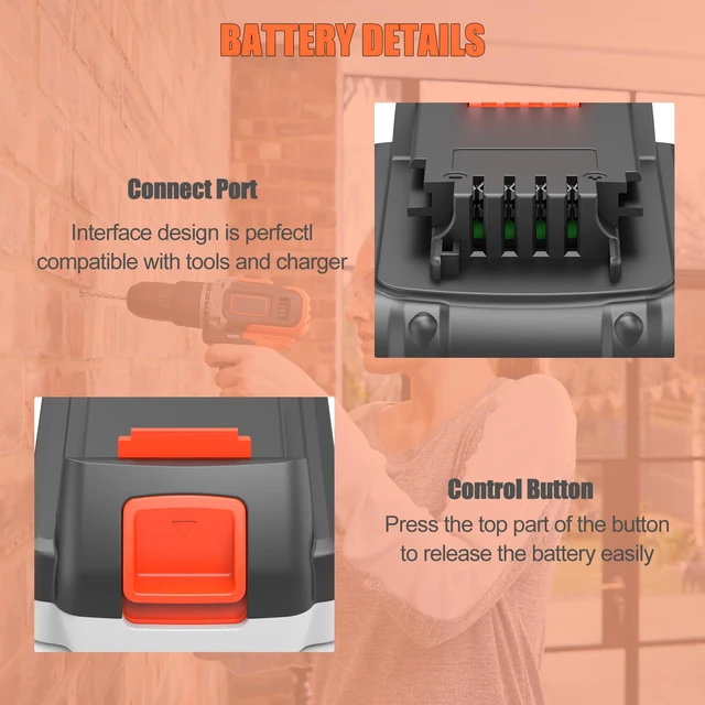 Alt view image 7 of 7 - 2 Pack Extended Capacity 3.0Ah 20v Battery Replacement for Black and Decker 20 Volt Max Lithium Battery LBXR20, Compatible with All Black and Decker 20v Cordless Power Tools and Charger