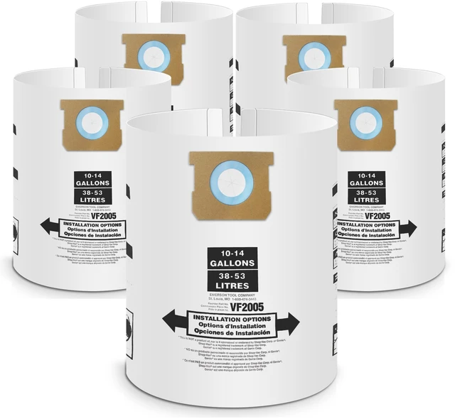 Main image of 10-14 Gallon Vacuum Bag Replacement for 90662 Shop Vac Bags 5 Pack Vacuum Filter Bags Replacement for Type F 90662 9066200 9066233 and Type I 90672 9067200 9067233