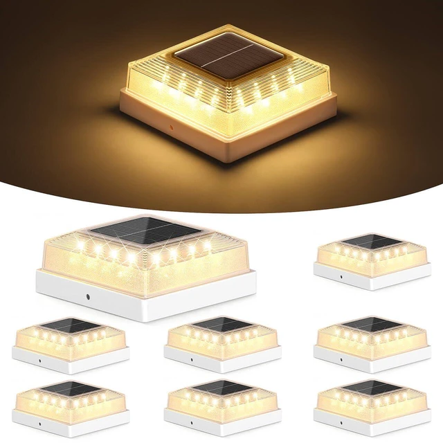 Main image of 3.5x3.5 4x4 Solar Post Cap Light Outdoor 8-Pack White 3 Lighting Modes, IP65 Waterproof, for Wooden/Vinyl Posts, Outdoor, for Garden, Patio, Fence, Deck