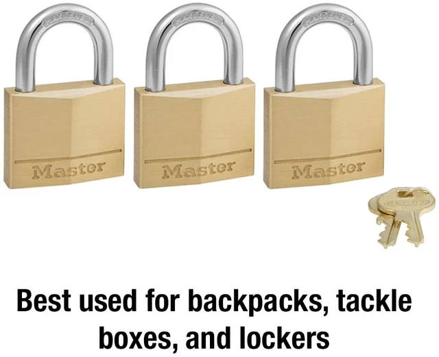 Alt view image 2 of 7 - 140TRI Solid Brass Padlock with Key, 3 Pack