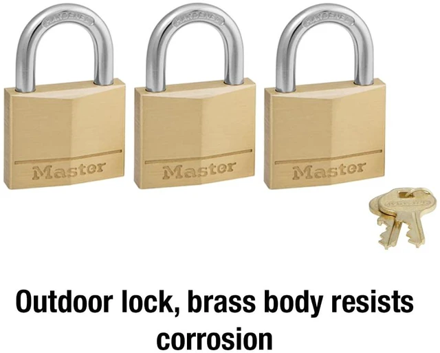 Alt view image 3 of 7 - 140TRI Solid Brass Padlock with Key, 3 Pack