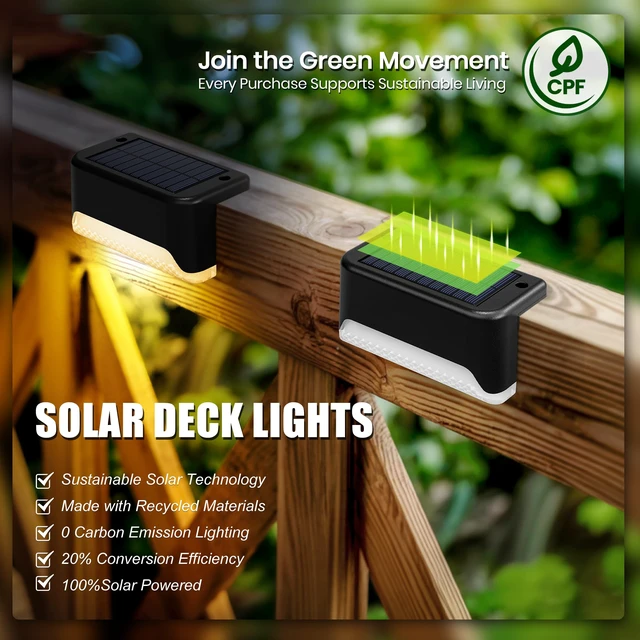 Alt view image 3 of 7 - Solar Deck Lights Outdoor,Fence Lights Waterproof,16 Pack Warm White LED Step Light for Outside, Patio, Stair, Garden, Yard, Railing, Front Porch, Balcony Decor