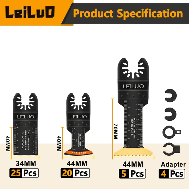 Alt view image 3 of 7 - 50Pcs Arc Edge Oscillating Tool Blades, Multitool Saw Blade Set Bag Arc Edge & Titanium Extra Long, Wood Metal Nails Cutting, Multi Tool Accessories, Fits DeWalt, Makita, Milwaukee & More