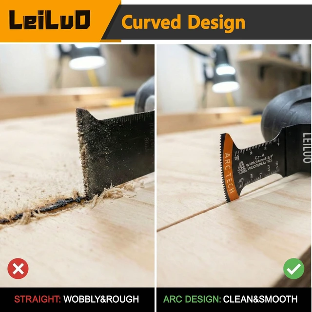 Alt view image 4 of 7 - 50Pcs Arc Edge Oscillating Tool Blades, Multitool Saw Blade Set Bag Arc Edge & Titanium Extra Long, Wood Metal Nails Cutting, Multi Tool Accessories, Fits DeWalt, Makita, Milwaukee & More