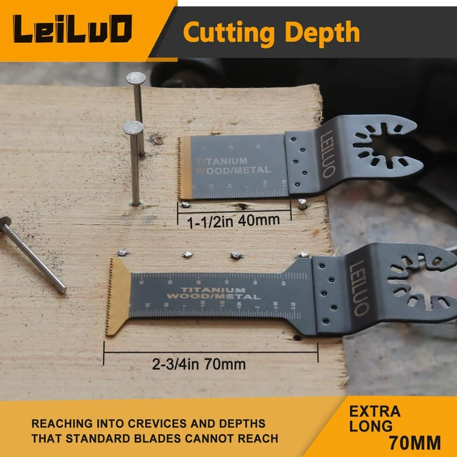 Alt view image 5 of 7 - 50Pcs Arc Edge Oscillating Tool Blades, Multitool Saw Blade Set Bag Arc Edge & Titanium Extra Long, Wood Metal Nails Cutting, Multi Tool Accessories, Fits DeWalt, Makita, Milwaukee & More
