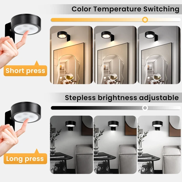 Alt view image 4 of 7 - 4-Pack Picture Light Battery Operated with Remote, Led Lights Dimmable and Timer Painting Light, Art Display Light for Picture Frame Artworking Portrait, Home Wall Decor Puck Lights, Black