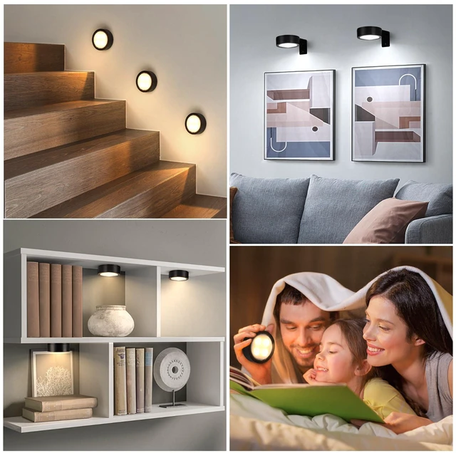 Alt view image 7 of 7 - 4-Pack Picture Light Battery Operated with Remote, Led Lights Dimmable and Timer Painting Light, Art Display Light for Picture Frame Artworking Portrait, Home Wall Decor Puck Lights, Black
