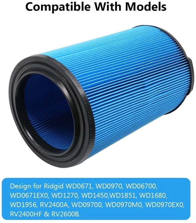 Alt view image 2 of 7 - VF5000 Replacement Filter Fits for Ridgid Shop Vac 6-20 Gallon Vacs 3 Layer Vacuum Filter for Ridgid Shop Vac Wet Dry Vacuums, Fits for Husky 6-9 Gallon & Craftsman Vacs with Foam Sleeves