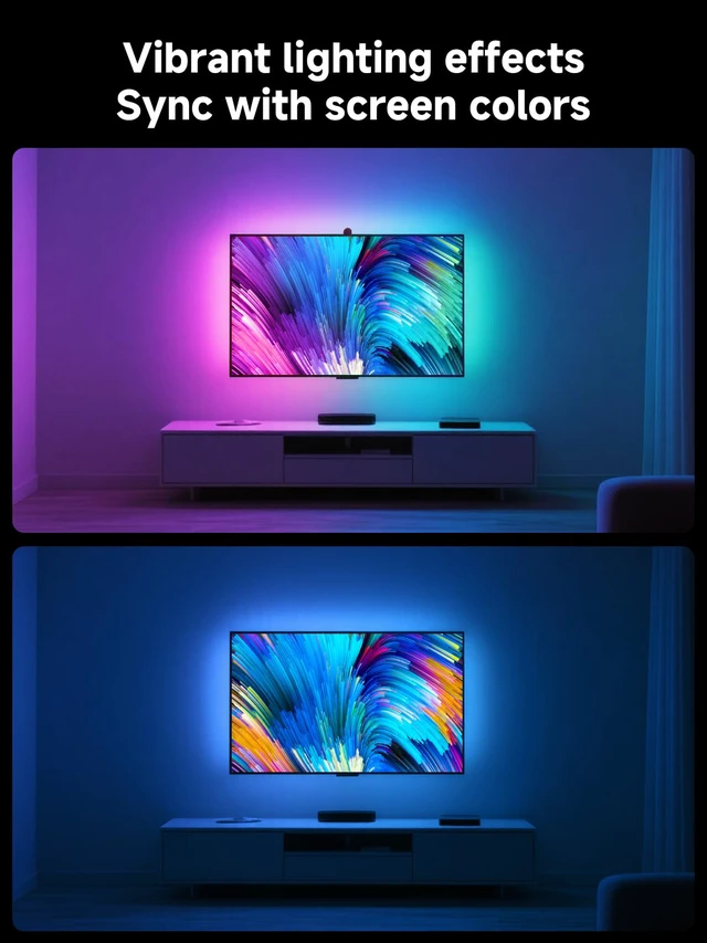 Alt view image 5 of 7 - LED TV Llights with Camera, 13.7FT TV Led Backlights that Change with for 45-65 in TV, Music Sync LED Strip Light with Smart App Control - RGB Color Changing Light Strip for Bedroom