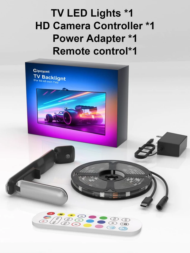 Alt view image 7 of 7 - LED TV Llights with Camera, 13.7FT TV Led Backlights that Change with for 45-65 in TV, Music Sync LED Strip Light with Smart App Control - RGB Color Changing Light Strip for Bedroom