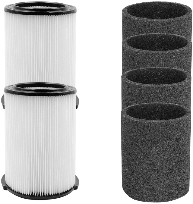 Main image of VF4000 Replacement Filters for Ridgid Shop Vac 72947 Wet/Dry Vacs 2-Pack VF4000 Standard Filter for Ridgid 5-20 Gallon Vacuum, for Husky 6-9 Gallon Vacs with 4-Pack Foam Sleeves