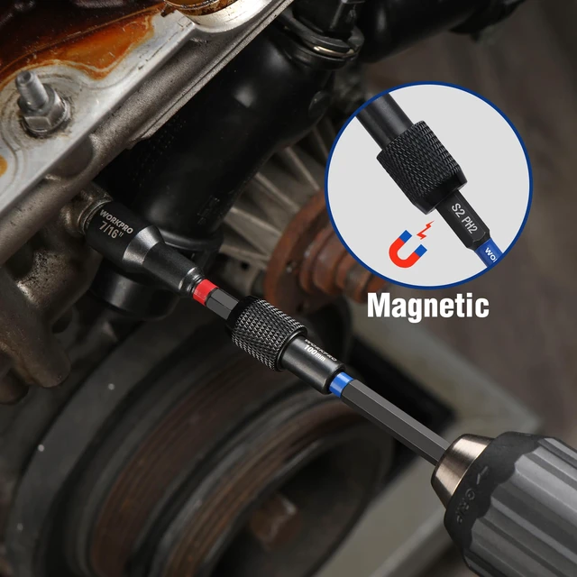 Alt view image 6 of 7 - 27 PCS Magnetic Nut Driver Set with Quick-Release Extensions Impact Drill Driver Bit 1/4" Hex Shank, SAE & Metric Cr-V Power Nut Drivers, Impact Socket Adapters, Bit Holder and Toolbox