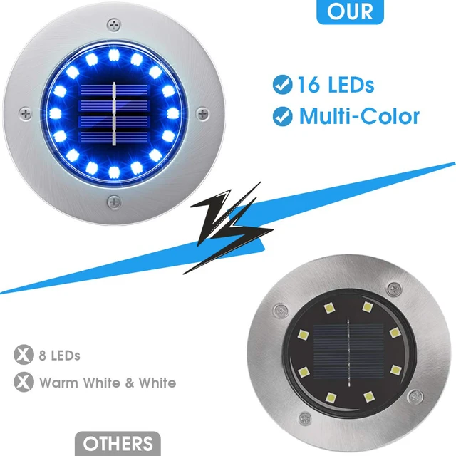 Alt view image 2 of 7 - Blue Solar Ground Lights Outdoor with 16 LEDs Waterproof Outdoor