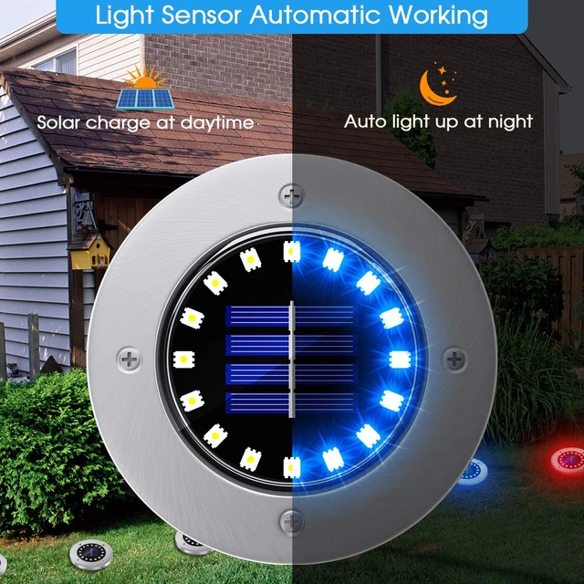 Alt view image 4 of 7 - Blue Solar Ground Lights Outdoor with 16 LEDs Waterproof Outdoor