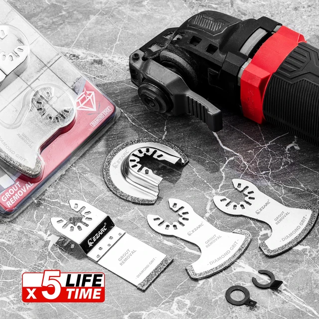 Alt view image 3 of 7 - Diamond Oscillating Saw Blades Set for Grout, Mortar, 4-Pack Precise Flush Cuts, Segmented Swing Design, Flat Side for Corners, Up to 5x Life, Remove Grout, Mortar and Plaster