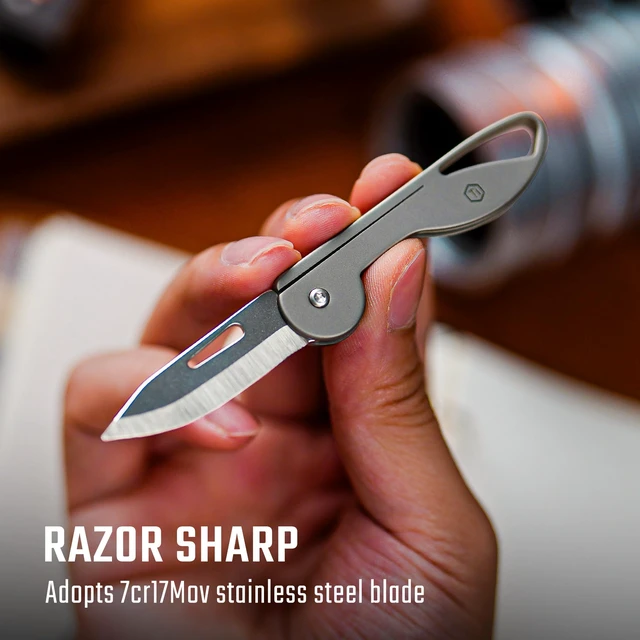 Alt view image 7 of 7 - KK05M Titanium Mini Pocket Knife, 1.73-Inch Blade, Gray Lightweight EDC gear for everyday carry, camping, hiking, fishing and other outdoor activities