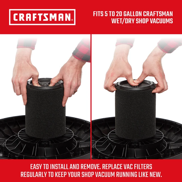 Alt view image 3 of 7 - CMXZVBE38773 Genuine 5-20 Gal. Wet Application Wet Dry Vac Filter Fits Most 5 to 20 Gallon Shop Vacuums, Easy Installation, Designed for High-Volume Liquid Pick-ups