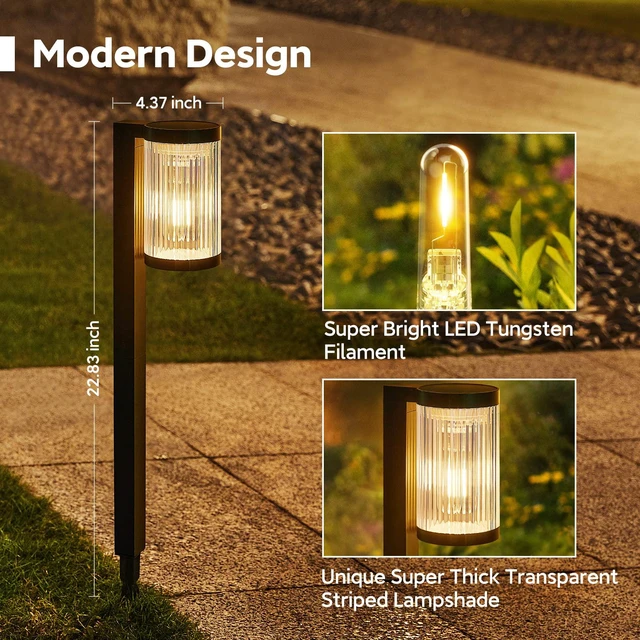Alt view image 5 of 7 - Solar Pathway Lights Outdoor, 6 Pack Upgraded Outdoor Solar Lights for Outside Super Bright Up to 15Hrs, IP65 Waterproof Solar Garden Lights for Yard Path Sidewalk Driveway Walkway Decor