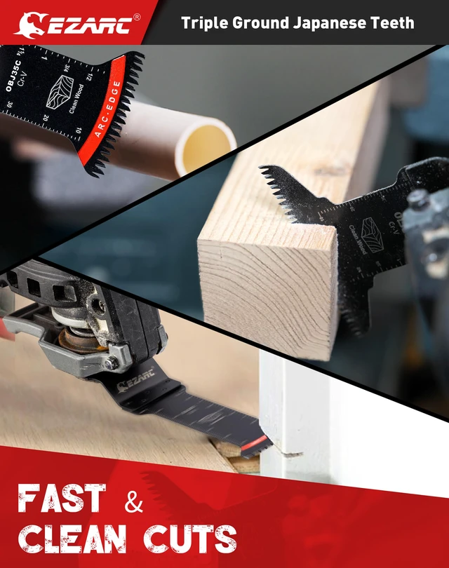 Alt view image 3 of 7 - 7PCS Oscillating Saw Blades, Titanium Multitool Blades for Wood Metal, Multitool Blades Kits with Arc Edge Japanese Teeth Fit Dewalt Milwaukee Bosch