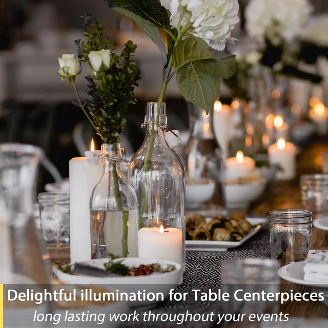 Alt view image 6 of 6 - Flameless Candles Battery Operated with Timer, 3D Moving Flame Flickering, Last 600+ Hours Battery Candles, 3" x 4" Ivory Real Wax Electric LED Candle for Wedding Party Decorations