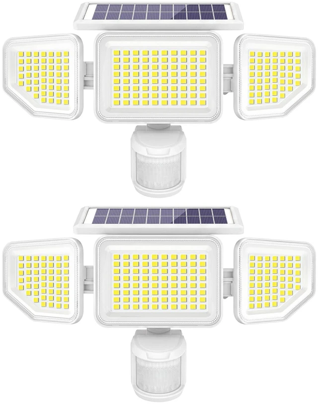 Main image of 4500LM Solar Lights Outdoor, 3 Heads Security Lights with Remote Control, IP65 Waterproof Motion Sensor Lights, 3 Modes Flood Lights for Wall, Porch, Yard, Outside, 2 Pack, White