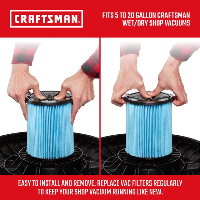 Alt view image 3 of 7 - CMXZVBE38751 Genuine 5-20 Gal. Fine Dust Wet Dry Vacuum Filter Fits Most 5 to 20 Gallon Shop Vacuums, Easy Installation and Traps Fine Particles