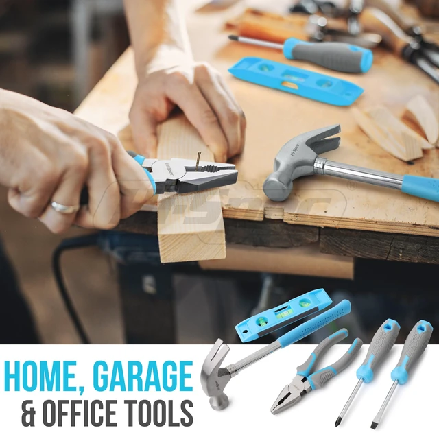 Alt view image 4 of 7 - Household Starter Tool Set with Carry Toolbox for Dorms, Blue 38pc, socket and wrench coverage, roadside fixes, organized box, garage maintenance help, bike and vehicle tasks, quick setup