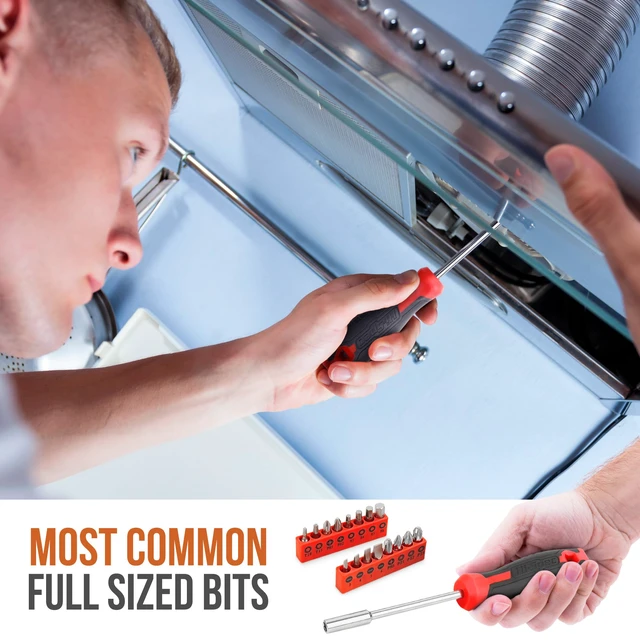 Alt view image 4 of 7 - Household Starter Tool Kit with Compact Carry Toolbox, Red 38pc, everyday fixes made easier, organized portable storage, beginner-friendly selection, apartment and office tasks, tidy