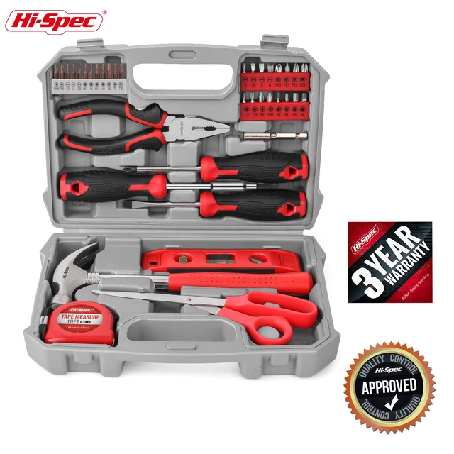Alt view image 7 of 7 - Household Starter Tool Kit with Compact Carry Toolbox, Red 38pc, everyday fixes made easier, organized portable storage, beginner-friendly selection, apartment and office tasks, tidy