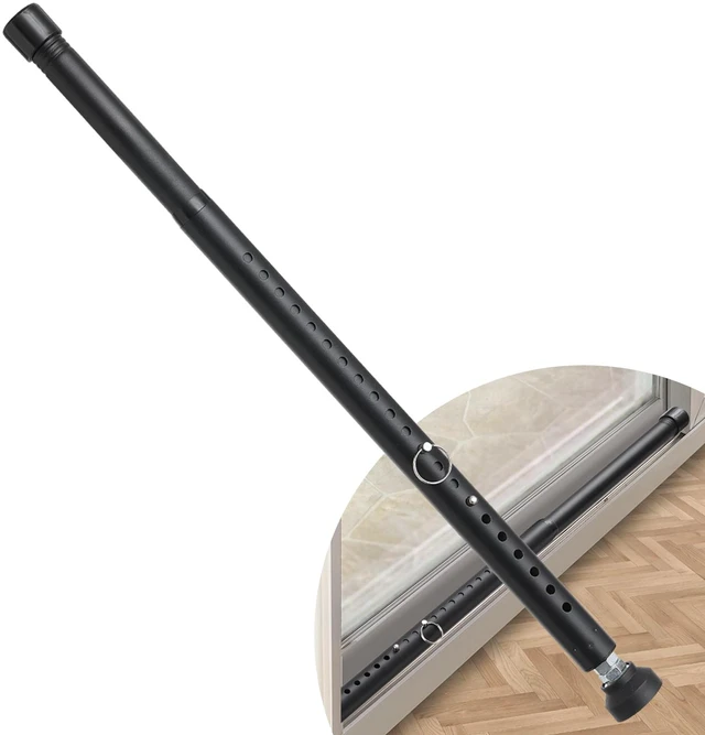 Main image of Sliding Door Security Bar, 17.7-50.5inch Heavy Duty Adjustable Sliding Patio Door Lock Bar with Rubber Tips,Diameter 1inch Window Security Bar for Home Apartment Travel Children Women (Black)