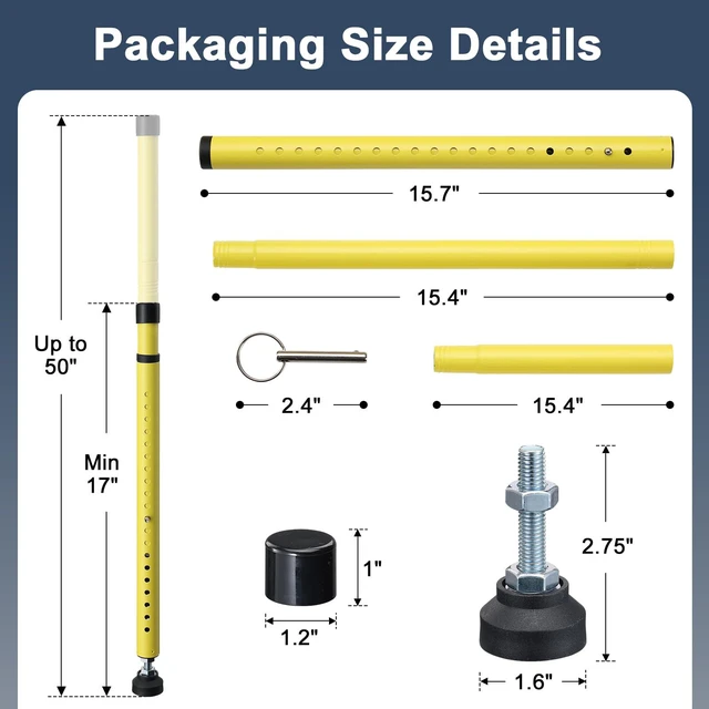 Alt view image 7 of 7 - Sliding Door Security Bar, 17.7-50.5inch Heavy Duty Adjustable Sliding Patio Door Lock Bar with Rubber Tips,Diameter 1inch Window Security Bar for Home Apartment Travel Children Women (Yellow)