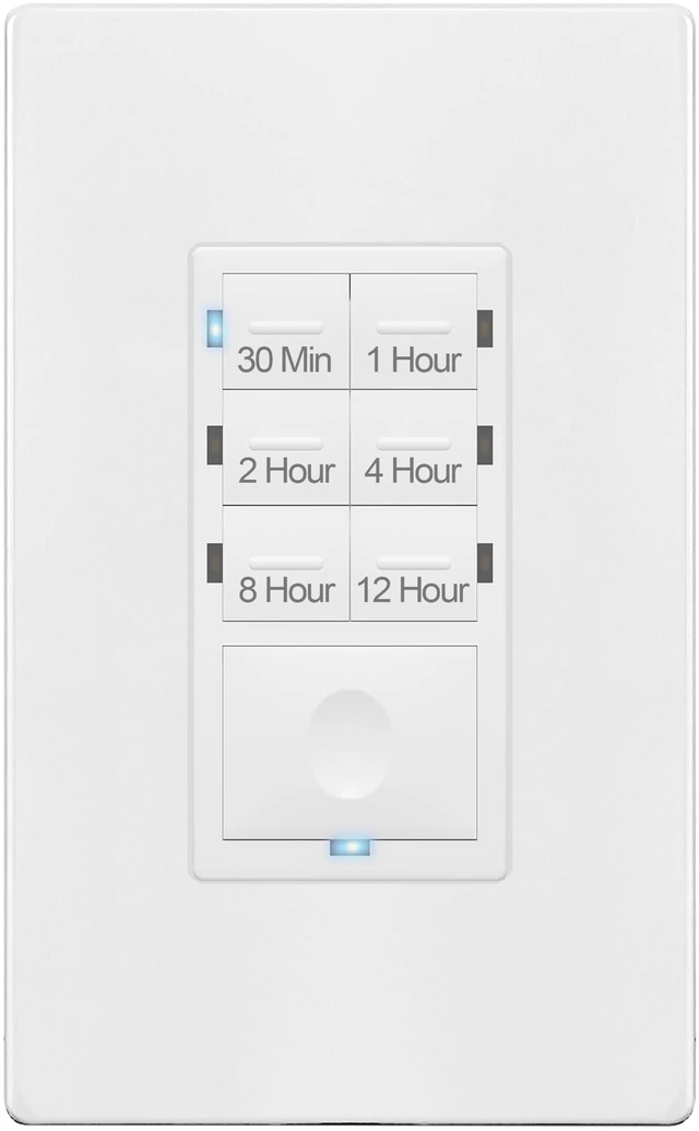 Main image of 12-Hour Neutral Timer Switch for Patio, Path, Porch Lights 30Min-12Hr Countdown Timer for Fan, Sprinklers, Motor and Ventilation, 1/2HP Support, Single Pole, UL Listed, White