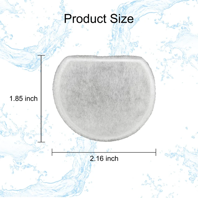 Alt view image 4 of 5 - 16 Pack Pet Fountain Replacement Filters, 8 Carbon and 8 Foam Pre-Filters For Select Ceramic and Stainless Pet Fountains; Carbon Reduces Odors, Foam Catches Hair and Debris to Support Pump Care