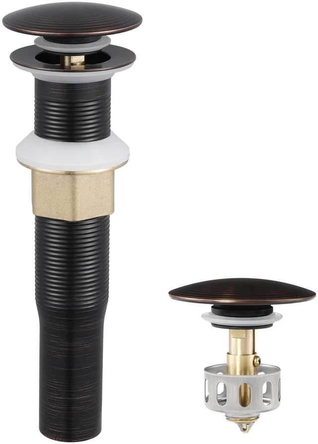 Main image of Bathroom Sink Drain with Strainer Basket Hair Catcher Anti Clog Pop Up Drain Stopper Vanity Vessel Sink without Overflow, Oil Rubbed Bronze S2013D-ORB