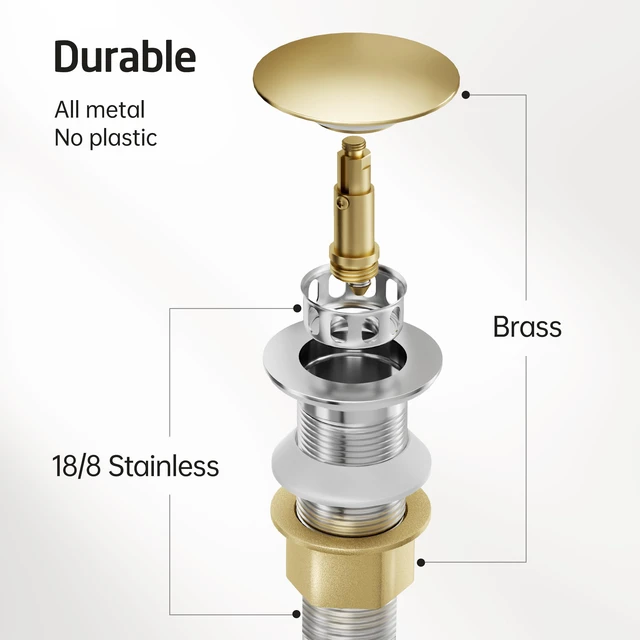 Alt view image 2 of 7 - Bathroom Sink Drain with Strainer Basket Hair Catcher Anti Clog Pop Up Drain Stopper Vanity Vessel Sink Without Overflow, Brushed Nickel All Metal Rustproof 304 Stainless Steel, S2013D-BN