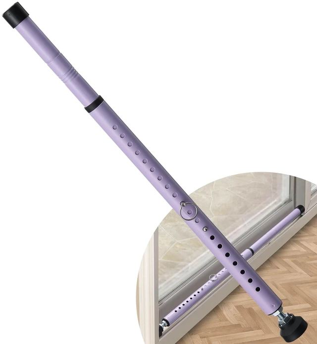 Main image of Sliding Door Security Bar, 17.7-50.5inch Heavy Duty Adjustable Sliding Patio Door Lock Bar with Rubber Tips,Diameter 1inch Window Security Bar for Home Apartment Travel Children Women (Purple)