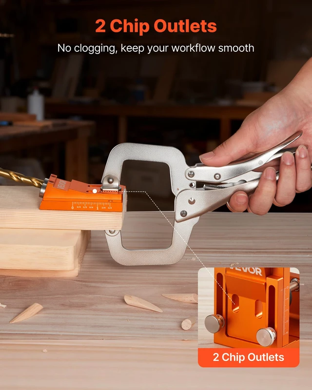 Alt view image 6 of 7 - Pocket Hole Jig Kit, 0.47 to 1.89 in Adjustable, Jig Pocket Hole System with Step Drill, Hex Wrench, Drill Stop Ring, Square Drive Bit, Plugs and Screws, Reinforced Metal Frame, for Woodworking