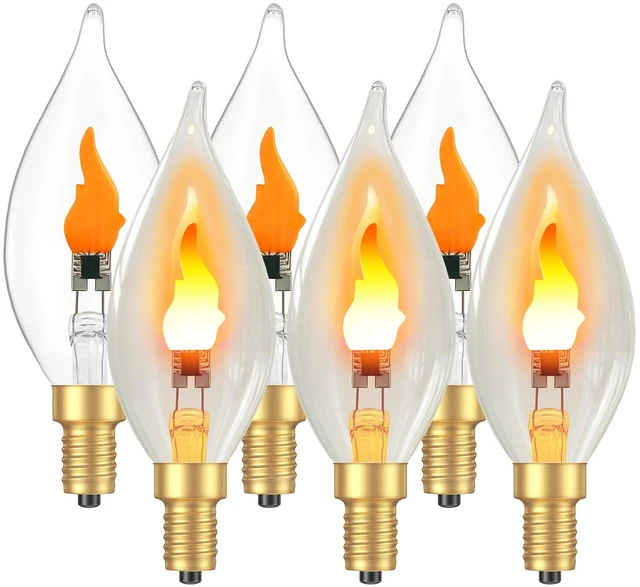 Main image of Upgraded Flame Light Bulbs, E12 Chandelier Base for Home Decor Candelabra Flickering Fire Light Bulb, C35 Clear Candle Light for Halloween Christmas Party Porch Indoor Outdoor Decorations
