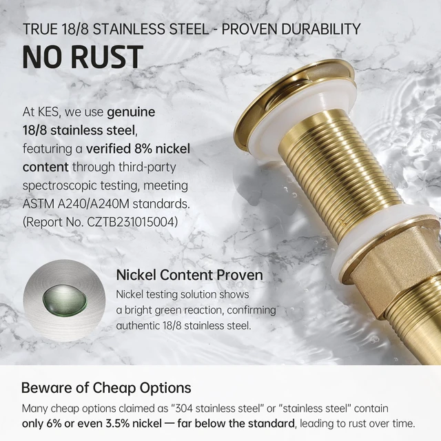 Alt view image 6 of 7 - Sink Drain without Overflow Anti Clogging Pop Up Drain with Strainer Bathroom Sink Drain Assembly Brushed Gold, S2013D-BZ