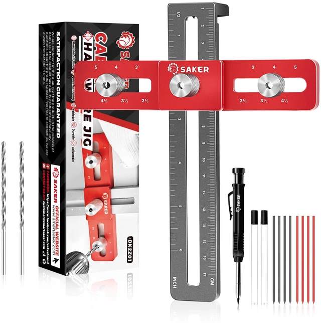 Main image of Cabinet Hardware Jig, Cabinet Handle Doweling Template Tool Cabinet Handle Jig for Knobs and Pull, Adjustable Self Centering Punch Locator Precise Woodworking Drill Guide