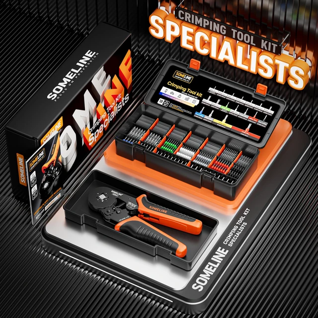 Alt view image 6 of 7 - Ferrule Crimping Tool Kit, 24-8 AWG Crimper 18 Sizes Wire Ferrules Insulated & Non-insulated Ferrule Terminals, Self-Adjusting Ratchet Square Crimper, for Cables, Car Audio & DIY Electronics