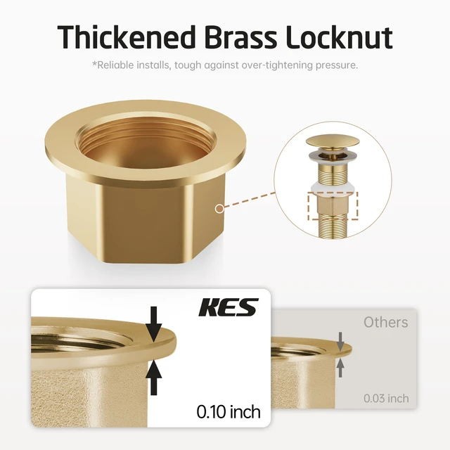 Alt view image 7 of 7 - Sink Drain without Overflow Anti Clogging Pop Up Drain with Strainer Bathroom Sink Drain Assembly Brushed Gold, S2013D-BZ