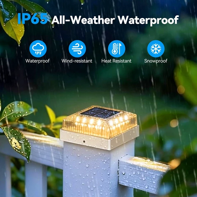 Alt view image 5 of 7 - Solar Post Cap Lights for 4x4 Wood/Vinyl Fence Posts, 8-Pack 4x4 Post Solar Lights, IP65 Waterproof, 10-12 Hours of Illumination with 3 Lighting Modes for Garden/Patio/Porch