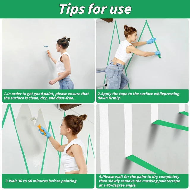 Alt view image 5 of 7 - 24 Rolls Green Painters Tape Bulk 1 inch x55Yards, Total1320 Yards, Painters Masking Tape No Residue Wall Painting Tape Artist Tape Trim Edge Finishing Tape for Wall Painting Decoration DIY Supplies