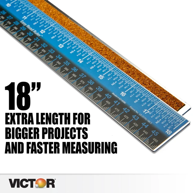 Alt view image 6 of 6 - Easy Read 18.25-Inch Stainless Steel Ruler, Metal Straight Edge Ruler with Cork Backing, Standard and Metric Measuring Tool for School, Office, Drafting, Drawing, and Crafts
