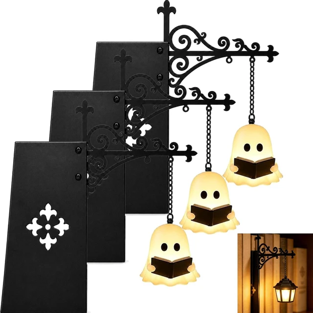Main image of Library Lantern Mini Bookshelf Lamp, Ghost Vintage Hanging LED Book shelf Lights with Bookend-Style Base,Warm Decorative for Home,Study and Reading Corner,Enchanting Gift for Literary Lovers (3 PCS)