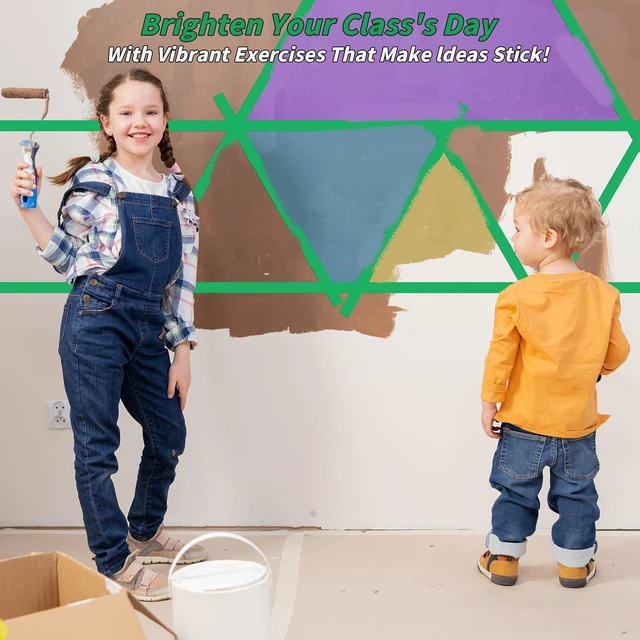 Alt view image 6 of 7 - 24 Rolls Green Painters Tape Bulk 1 inch x55Yards, Total1320 Yards, Painters Masking Tape No Residue Wall Painting Tape Artist Tape Trim Edge Finishing Tape for Wall Painting Decoration DIY Supplies