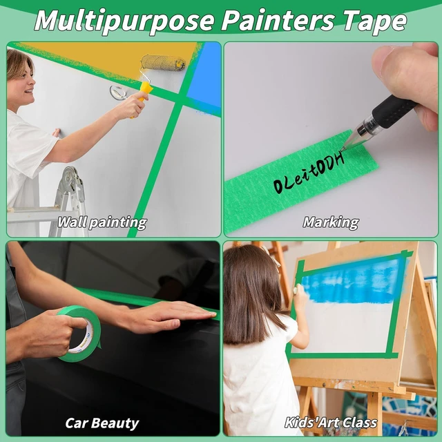 Alt view image 7 of 7 - 24 Rolls Green Painters Tape Bulk 1 inch x55Yards, Total1320 Yards, Painters Masking Tape No Residue Wall Painting Tape Artist Tape Trim Edge Finishing Tape for Wall Painting Decoration DIY Supplies
